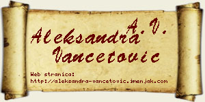 Aleksandra Vančetović vizit kartica
